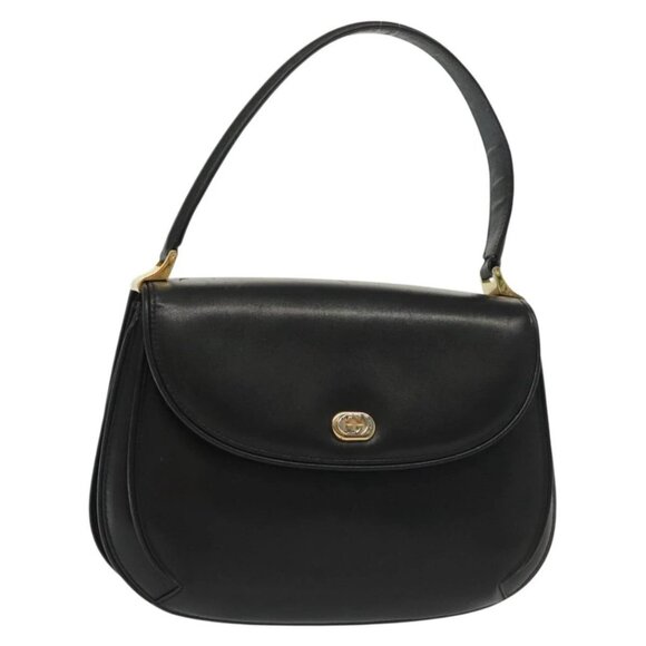 Gucci Handbags - GUCCI Hand Bag Leather Black Gold 000 056 0004 Auth ep10863